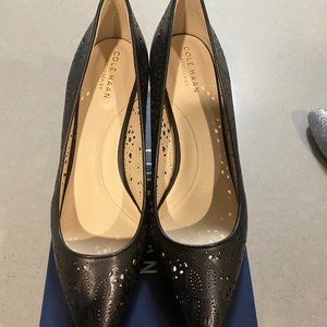 Cole Haan Vesta Pump In Black Lasercut Leather